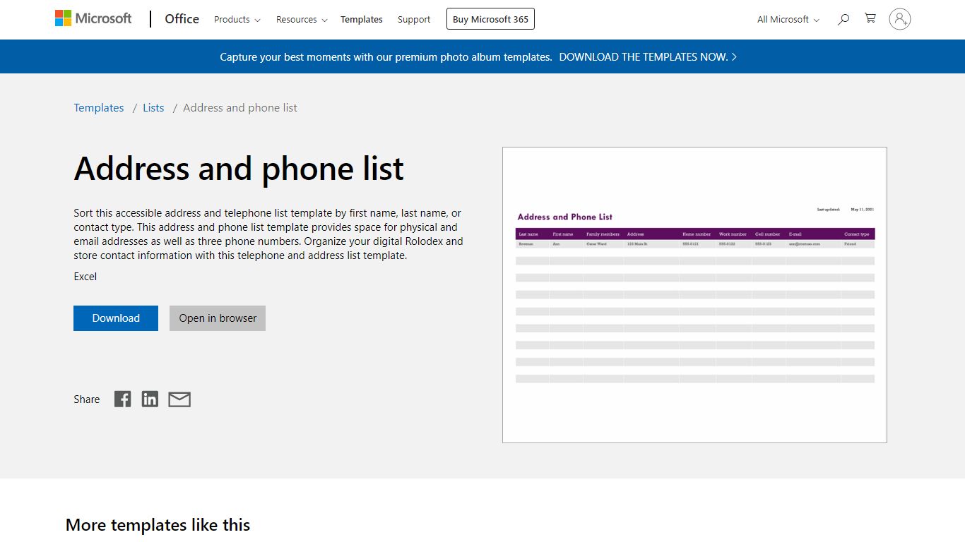 Address and phone list - templates.office.com